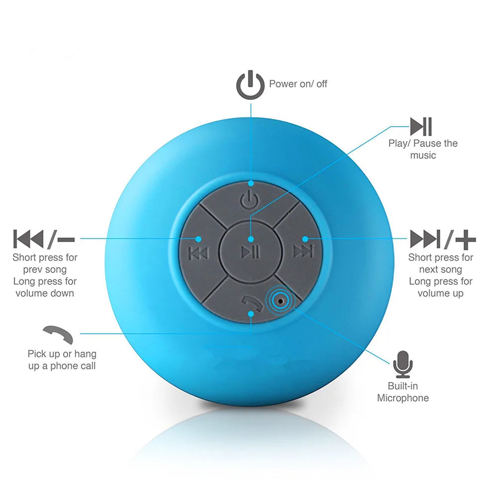 Portable Waterproof Bluetooth Speaker – Shower, Bathroom, & Outdoor Mini Loudspeaker