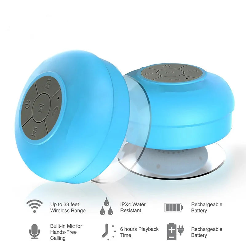 Portable Waterproof Bluetooth Speaker – Shower, Bathroom, & Outdoor Mini Loudspeaker